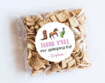 Galopperande hästklistermärken, Brun häst, Hästtema, Första födelsedagen, Tack för att du kom, Födelsedagsklistermärken, Rosa, Western, Ridsport