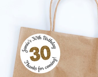 30th Birthday Stickers, Gold Theme, 30th Birthday, Girl Birthday, Thanks for Coming, Personalized, Milestone Birthday, Envelope Seals, Party