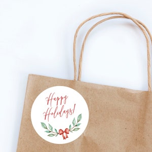 Happy Holidays Strik Stickers, Kerst Labels, Gift Wrapping, Gunst Tags, Kerstmis Tags, Cadeaus, Vakantie Tags, Kerstfeest, Gunsten