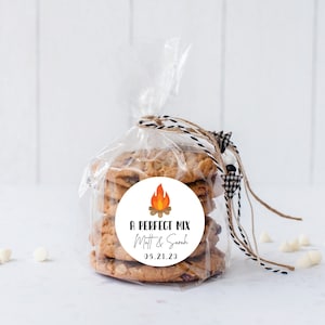 Adesivos de mistura perfeita, lembrancinhas de casamento, tema de acampamento, aniversário de acampamento, festa de acampamento, sacolas de guloseimas, etiquetas de acampamento, lembrancinhas, S'more Fun