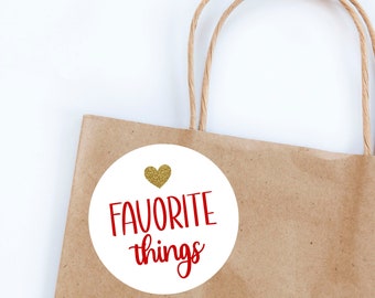 Favorite Things Stickers, Christmas Stickers, Packaging, Favorite Things Party, Holiday Tags, Christmas Tags, Christmas Party, Gold Heart