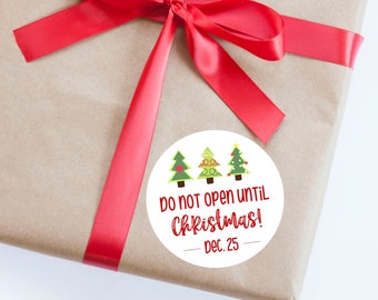 Do Not Open Until Christmas Stickers, Christmas Labels, Gift Wrapping, Christmas Tag, Presents, Holiday Tag, Christmas Party, Packaging