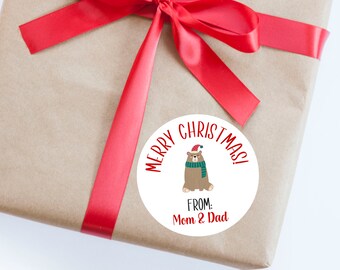 Bear Christmas Stickers, Christmas Labels, Gift Wrapping, Favor Tags, Christmas Tags, Presents, Holiday Tags, Christmas Party, Kids Label