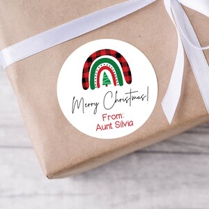 Kerst Regenboog Plaid Stickers, Kerst Labels, Gift Wrapping, Gunst Tags, Kerstmis Tags, Cadeaus, Holiday Tag, Kerstfeest