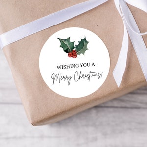 Wishing Merry Christmas Stickers, Kerstlabels, Cadeauverpakking, Gunstlabels, Kerstlabels, Cadeautjes, Vakantielabels, Kerstfeest