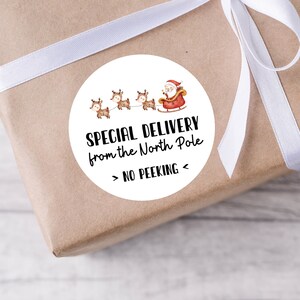 Speciale bezorging Santa Kerststickers, Kerstetiketten, Cadeauverpakking, Gunsttag, Kersttag, Cadeautjes, Kerstfeest, Kindersticker
