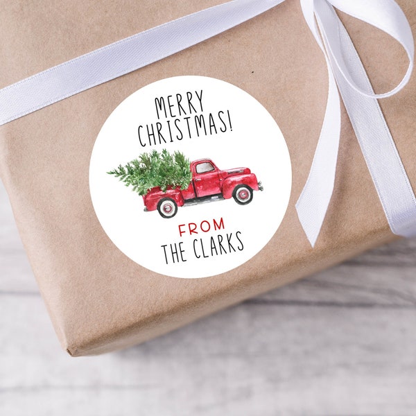 Christmas Red Truck Stickers, Christmas Tags, Red Truck, Christmas Party, To and From, Holiday Tags, Christmas Theme, Christmas, Wrapping