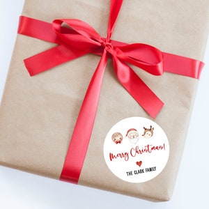 Merry Christmas Faces Stickers, Kerstlabels, Cadeauverpakking, Favor Tags, Kerst Tags, Cadeautjes, Vakantie Tags, Kerstfeest