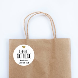 Spijt Niets Kater Stickers, Bachelorette Weekend, Kater Gunsten, Kater Labels, Survival Stickers, Bruids douche, Party Tags