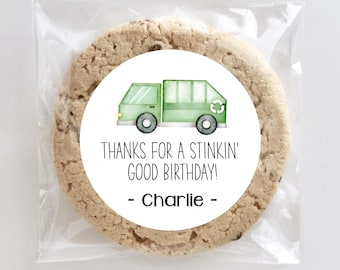 Green Garbage Truck Stickers, Truck Stickers, Garbage Birthday, Green Truck, Goodie Bag Labels, Garbage Party, Loads of Fun Labels, Birthday