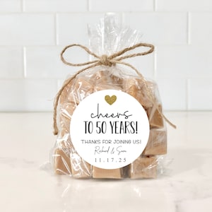 Aangepaste Cheers 50 jaar stickers, Cheers labels, 50, 50e verjaardag vieren, 40 jaar, mijlpaaltags, gunsttags, gunsten, verjaardag