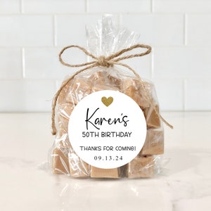 Pegatinas para el 50.º cumpleaños, aniversario, 50.º cumpleaños, cumpleaños de niña, gracias por venir, personalizadas, etiquetas individuales, sellos para sobres, fiesta, obsequios