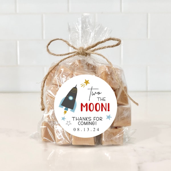 Two Moon Cute Stickers, Rocket Theme, Rocket Favors, Labels, Space Ship Theme, To the Moon Stickers, Favors, Outerspace, Space Theme, Tags