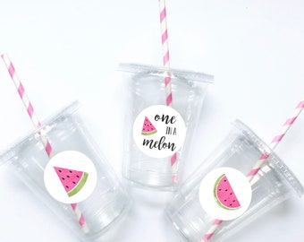 Pink Watermelon Party Cups, Drinking Cups, First Birthday, Watermelon Party, Tableware, Plastic Cups, Disposable, Favors, Sweets Party