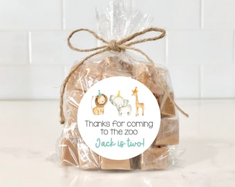 Animal Zoo Stickers, 2nd Birthday, Custom Stickers, Jungle, Safari, Jungle Theme, Lion, Two, Favors, Zoo Animals, Zoo Favors, Thank You