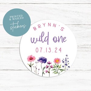 Floral Wild One Stickers, Wild Flower, Floral Stickers, Flowers, First Birthday, Girl Wild, Birthday, Favors, Wild Time, Wildflower, Tags