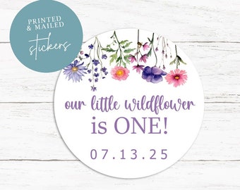 Wildflower Stickers, Wild Flower, Floral Stickers, Flowers, First Birthday, Girl Wild, Birthday, Favors, Wild Time, Wildflower, Tags