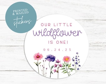 Little Wildflower Stickers, Wild Flower, Floral Stickers, Flowers, First Birthday, Girl Wild, Birthday, Favors, Wild Time, Wildflower, Tags