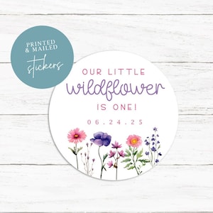Little Wildflower Stickers, Wild Flower, Floral Stickers, Flowers, First Birthday, Girl Wild, Birthday, Favors, Wild Time, Wildflower, Tags