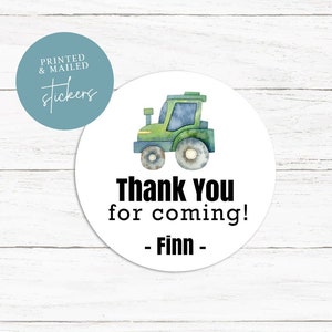 Green Tractor Stickers, First Birthday, Farm Theme, Farm Stickers, Tractor Party Favors, Sticker Favors, Treat Bags, Barn Birthday, Labels