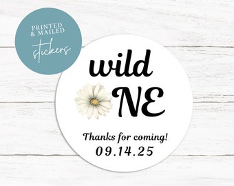 Daisy Wild One Stickers, Wild Flower, Floral Stickers, Flowers, First Birthday, Girl Wild, Birthday, Favors, Wild Time, Wildflower, Tags