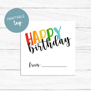 Printable Happy Birthday Rainbow Tag, Confetti, From Tag, Rainbow Letters, Class Favors, Birthday Favors, Digital Tag, Tag, Present Tag
