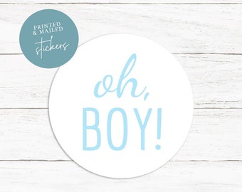 Oh Boy Stickers, Baby Shower, It's a Boy, Boy Theme, Oh Baby, Baby Blue, Baby Shower Labels, Envelope Seals, Oh Boy Labels, Celebrate