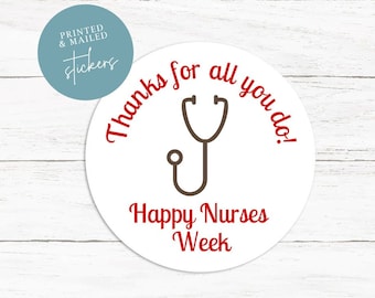 Nurse Week Stethoscope Stickers, Medical Stickers, Thank You Stickers, Nurse Appreciation, Nurse Theme, Hospital Stickers, Favor