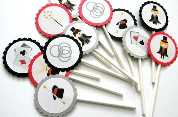 12 Magician Cupcake Toppers, Magic Party, Baby Shower, First Birthday, Magic Theme, Cards, Magic Toppers, Party Decor, Magic Birthday Il_570xn