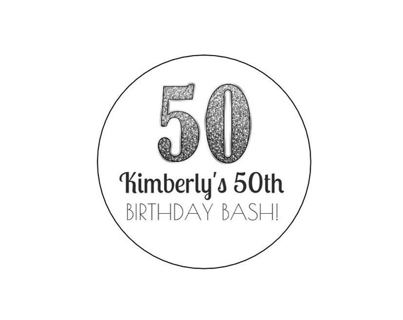 20 Silver 50th Birthday Stickers, 50th Birthday, Girl Birthday, Thanks for Coming, Personalized, One Labels, Envelope Seals, 50th Bash Il_570xn