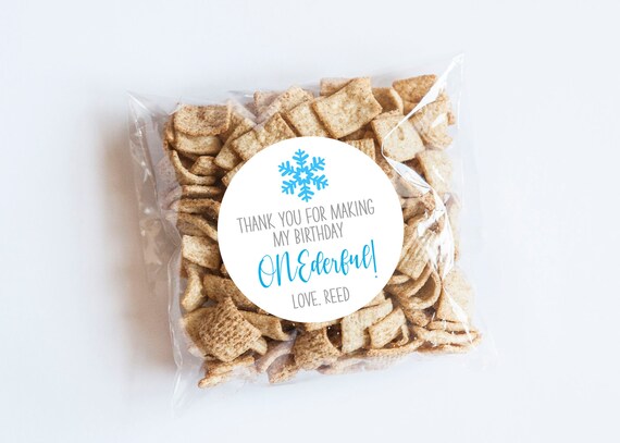 Thank You Blue Snowflake Stickers, Onederful Theme, Snow Much, Favor Tags, Winter Birthday, First Birthday, Onederful Party, Snowflake Il_570xn
