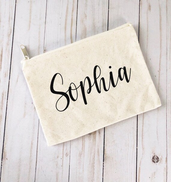 Custom Large Name Bag, Make Up Bag, Gift Bag, Zipper Pouch, Travel Bag, Toiletry Bag, Cotton Bag, Traveling Tote, Canvas Pouch, Wedding Gift Il_570xn