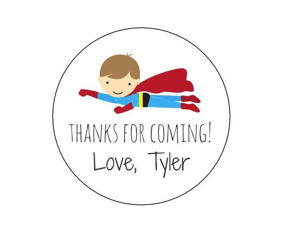 20 Superhero Thank You Stickers, Superhero Theme, Superhero Birthday, First Birthday, Superhero Favors, Boy Superhero, Thanks for Coming Il_570xn