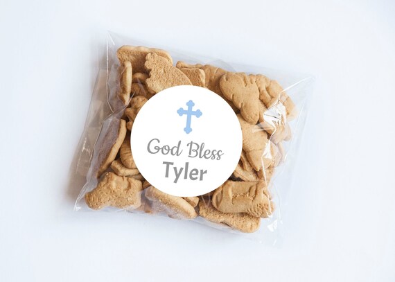 Blue Cross God Bless Stickers, Baptism, Christening, Favor Tags, Baptism Labels, Church Party, Cross Labels, Blue Cross, God Bless Labels Il_570xn