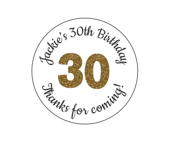 20 Gold Birthday Stickers, Gold Theme, 30th Birthday, Girl Birthday, Thanks for Coming, Personalized, One Labels, Envelope Seals, Party Il_570xn