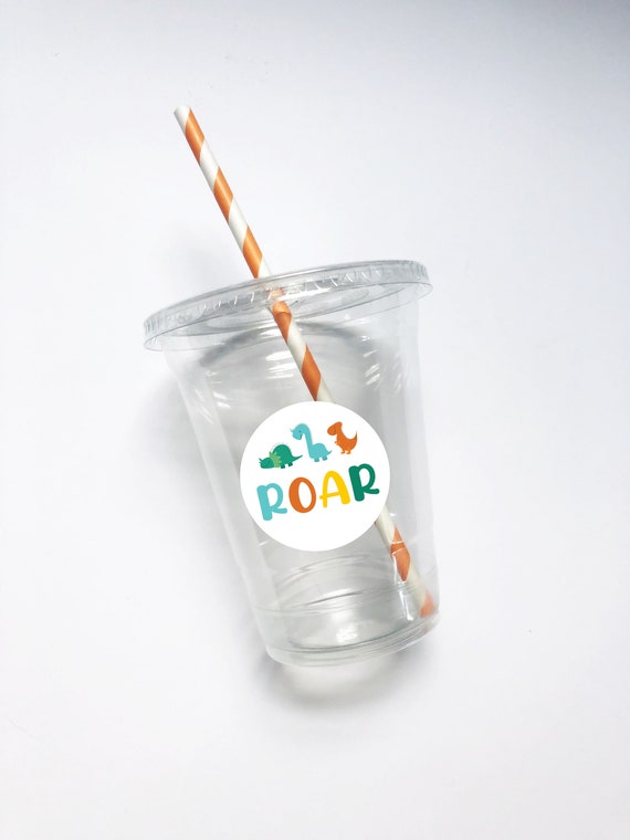 Dinosaur Theme Party Cups, 16 oz, Drinking Cups, First Birthday, Dinosaur Birthday, Plastic Cups, Favors, Dinosaur Party, Disposable, Roar Il_570xn