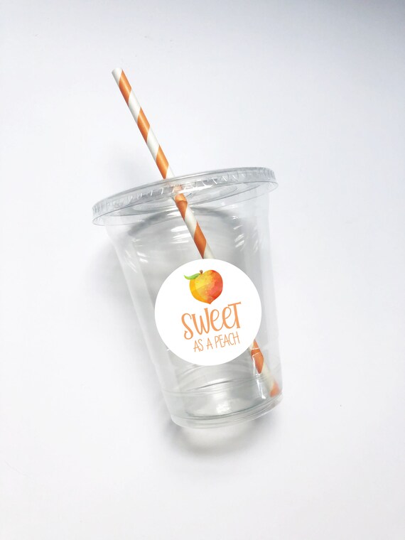 Sweet Peach Party Cups, 16 oz, Drinking Cups, First Birthday, Plastic Cups, Personalized, Plastic Cups, Disposable, Straw, Happy Birthday Il_570xn