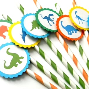 12 Dinosaur Party Straws, Dinosaur Party, First Birthday, Dino Theme, Boy Birthday, Dinosaur Birthday, Party Straws, Dinosaur Baby Shower