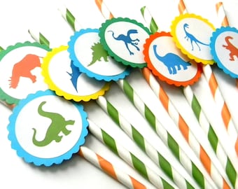 12 Dinosaur Party Straws, Dinosaur Party, First Birthday, Dino Theme, Boy Birthday, Dinosaur Birthday, Party Straws, Dinosaur Baby Shower