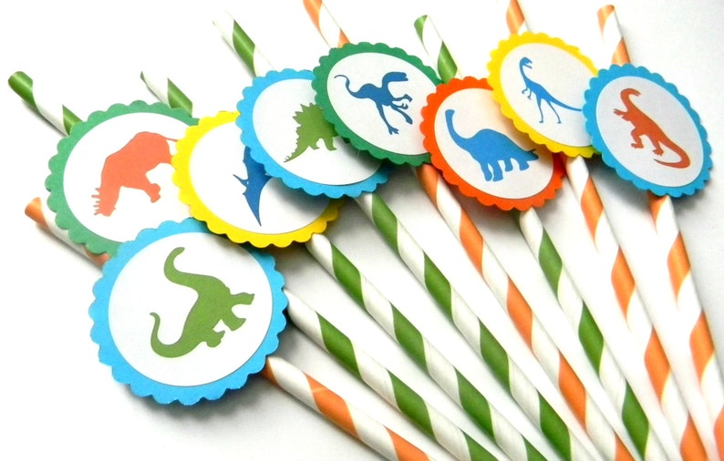 Dinosaur Party Dinosaur Birthday First Birthday Dinosaur Baby Shower 12 Dinosaur Party Straws Party Straws Dino Theme Boy Birthday