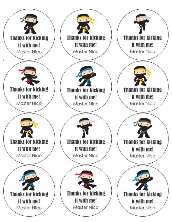 12 Ninja Mix Stickers, Ninja Birthday, Ninja Theme, Master Ninja, Boy Birthday, Thanks You, Personalized Stickers, Ninja Party, Warrior Il_570xn