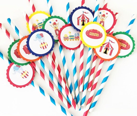 Download 12 Circus Party Straws Carnival Theme First Birthday Circus Party Carnival Birthday Elephants Circus Train Party Circus Theme By The Party Penguin Catch My Party