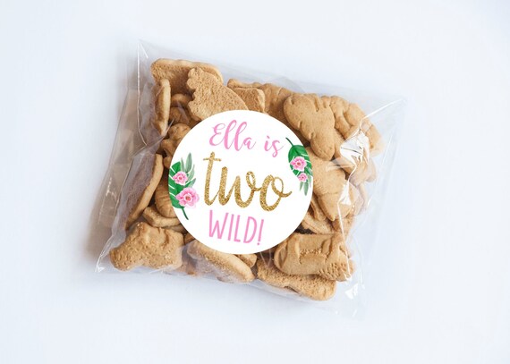 Two Wild Floral Stickers, Wild One, Safari Animals Theme, Wild One Party, Party Animal, Zoo Animal Tag, Party Favors, Wild Animals Il_570xn