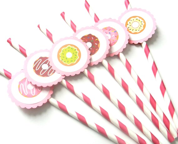 12 Donut Party Straws, First Birthday, Donut Theme, Donuts and Milk, Stripe Straws, Donut Birthday, Girl Birthday, Baby Shower, Donut Shower Il_570xn