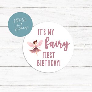 Stickers premier anniversaire Fée violette, Thème des fées, Premier anniversaire, Un, Merci, Etiquettes, Cadeaux De Fées, Shower, Féerique, Aquarelle