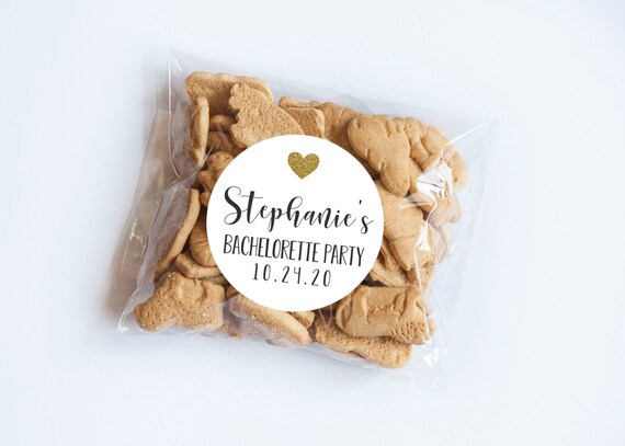 Bachelorette Party Stickers, Gold Heart Labels, Bridal Shower Labels, Goodie Bag Labels, Bachelorette Party, Personalized Stickers, Gold Il_570xn