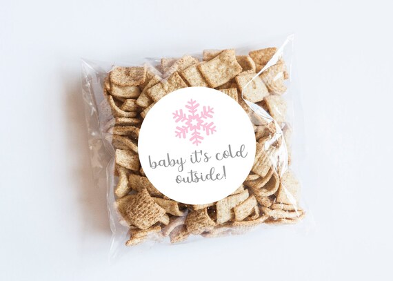Pink Cold Outside Stickers, Baby It's Cold, Winter Stickers, Winter Birthday, First Birthday, Baby Shower, December Birthday, Pink Snowflake Il_570xn