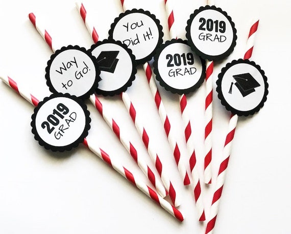 12 Graduation Theme Party Straws, Congrats Grad, 2019 Grad, Graduation Party, Graduation, Fiesta, Congrats Grad, You Did It, Grad Favors Il_570xn