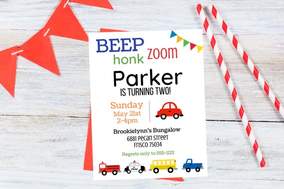 Transportation Invite, Automobile, Digital Download, First Birthday, Transportation Birthday, Vehicle Invite, Cars Birthday, Trucks, PDF Il_570xn