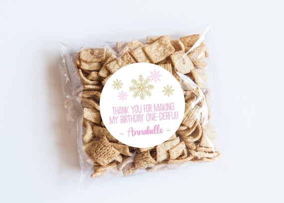 Pink Snowflake ONEderland Stickers, Winter Stickers, Pink Snowflake Label, Winter Birthday, First Birthday, Baby Shower, Onederland Theme Il_570xn
